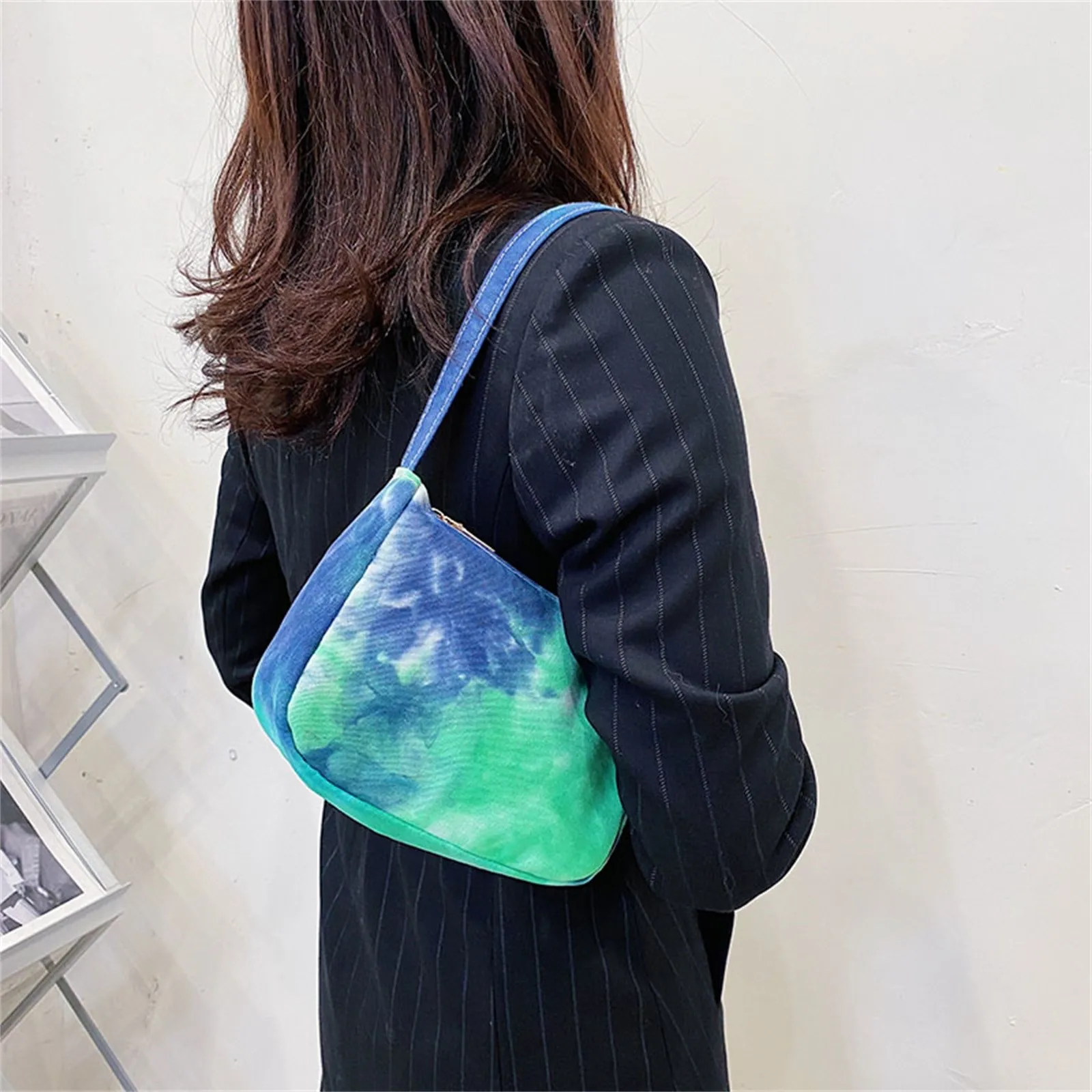 

Fashion Tie Dye Printed Underarm Bag Women Canvas Handbag Casual Shoulder Bags Daily Totes Single Shoulder Baguette Bag#p35