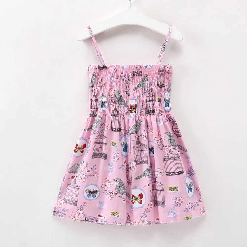 NEW Summer New Baby Clothes BABY Ruched Party Dresses Girl Cherry Floral Printed Cute Kids Costume Causal Loose Dress | Детская одежда
