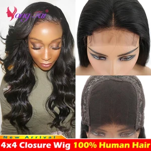 YuYongtai Малазийская волна тела 4x4 парик на застежке 250 плотность кружевной передний парик 13x4 360 кружевной передний al человеческие волосы парики для женщин Remy