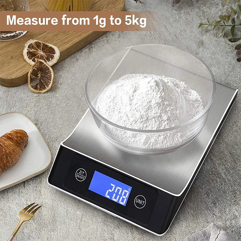 

Kitchen Scale Digital Scale, Electronic Scale, 10Kg / 22Lb with Large LCD Display, Stainless Steel Food Scale
