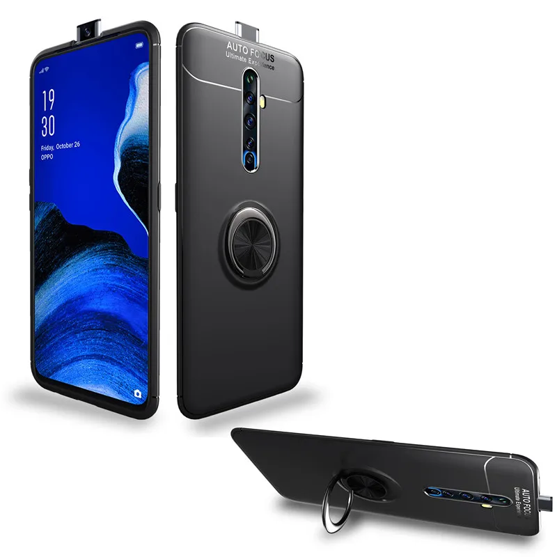Для Realme X2 Pro Чехол из мягкого ТПУ силикона металлическое кольцо на палец матовая задняя крышка для OPPO Realme X2 чехол противоударный чехол
