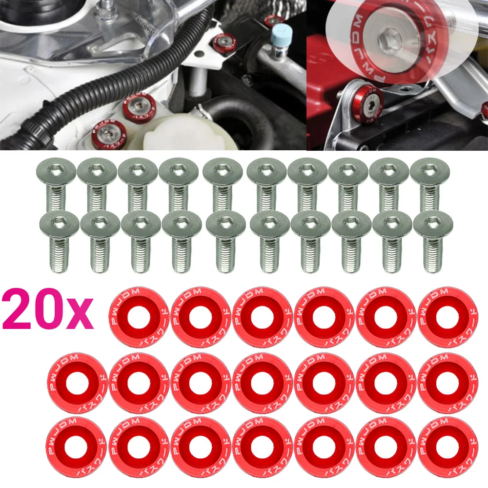 20pcs M6 JDM Car Modified Hex Fasteners Fender Washer Bumper Engine Concave Screws Car-styling | Автомобили и мотоциклы
