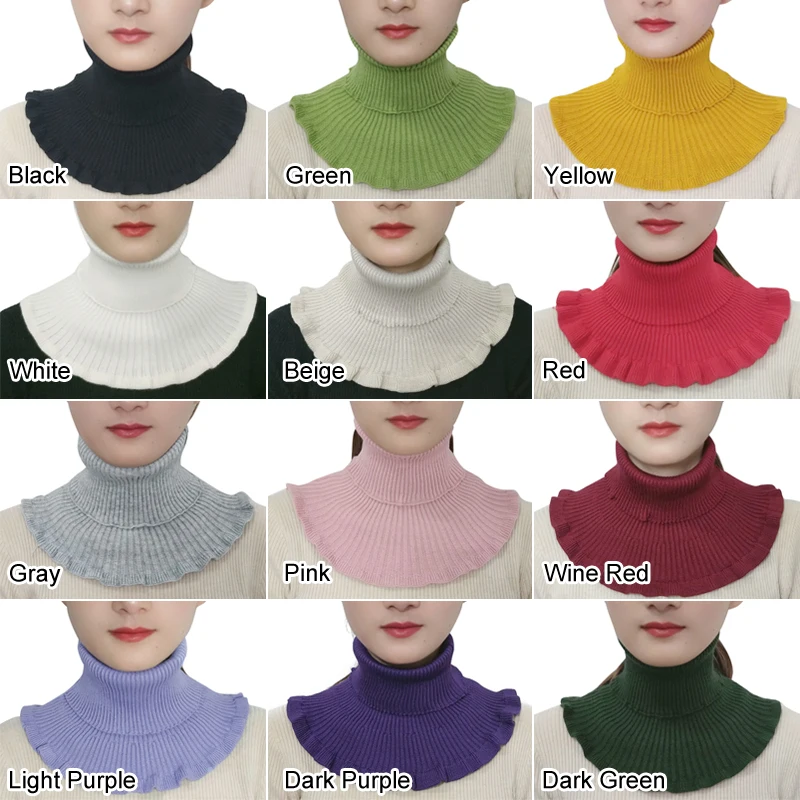 

Women Knitted Turtleneck Warm Knitted Mock False Collar Fashion High Collar M2