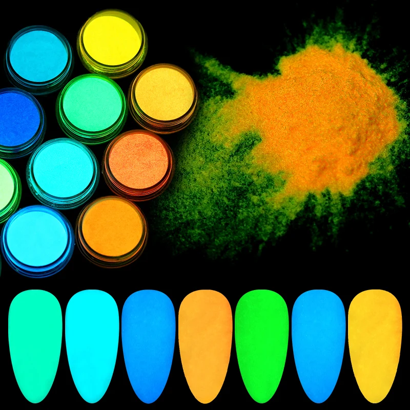 12 коробок/набор светящийся порошок розовый синий в темноте Блестящий пигмент для