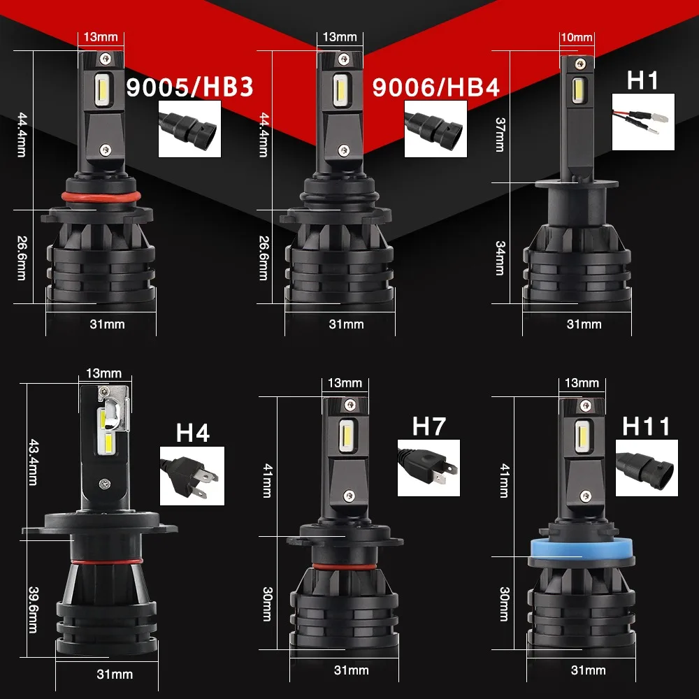 

Mini Canbus Automotive 9006 LED headlights H4 headlamp LED 8000k 9005 14000LM H11 LED lights for car light bulbs H7