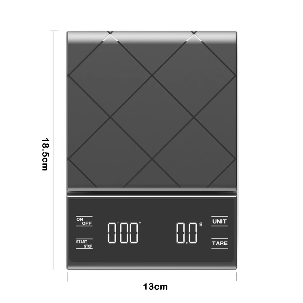

Digital Coffee Scale 0.1g Electronic Scale with Timing LED Display Touch Screen Baking Kitchen Weight Balance Measuring Tools