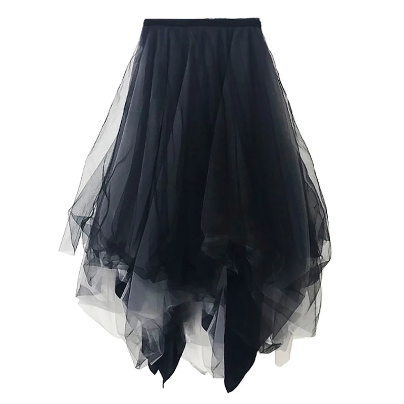 

2021 New Women's Court Style Slim-Fit Ruffled Single-Breasted Black Blouse + Two-piece Black and Gray Lace Half-length Skirt