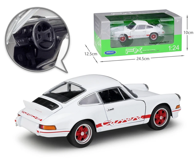 Модель автомобиля WELLY под давлением в масштабе 1:24 модель 1973 Porsche 911 Carrera RS