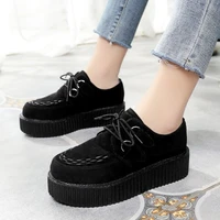 plus size women shoes creepers women flats platform shoes woman suede leather shoes ladies lace up casual shoes female footwear