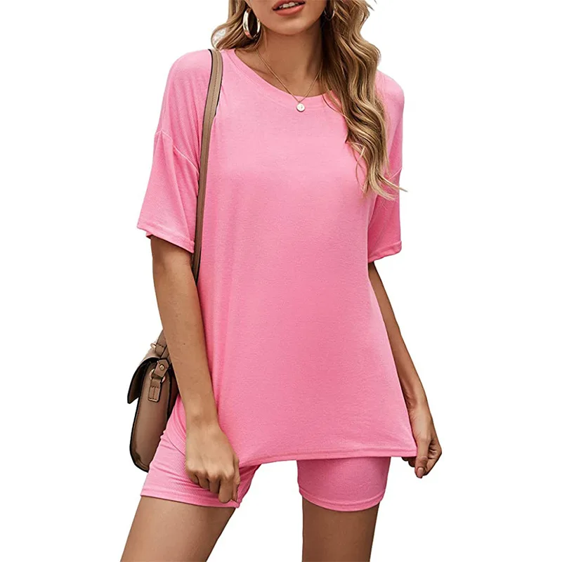 

Casual Y2k solid Oversized Sweat Suits Lounge Wear Sweatshirt And Shorts Two Piece Set Tracksuit Women Outfits Streetwear
