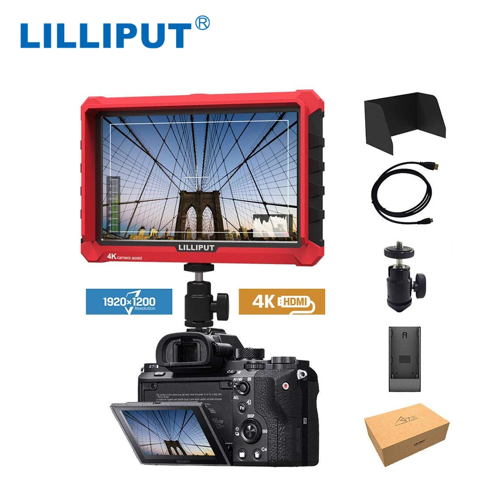 LILLIPUT A7S 7 дюймов 1920x1200 HD ips экран 500cd/m2 камера полевой монитор 4K HDMI вход выход видео беззеркальная камера DSLR