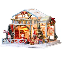 Cutebee DIY DollHouse Wooden Doll Houses Miniature Dollhouse Furniture Kit Toys for Children New Year Christmas Gift Casa