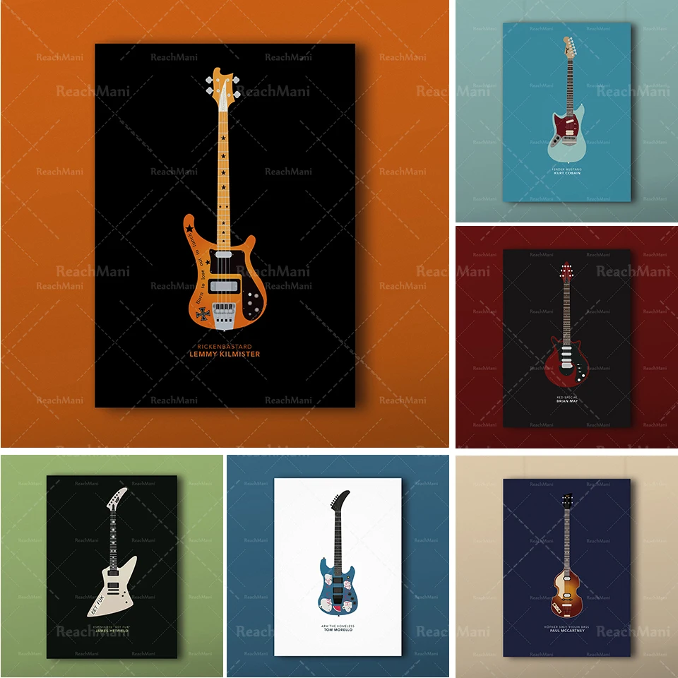 

Modern musical instrument electric guitar poster canvas painting wall art prints living room decoration pictures