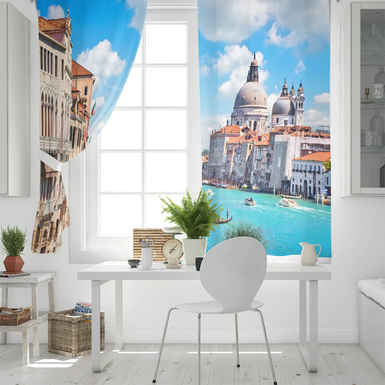 Italy Grand Canal Boat Church Summer Luxury Home Curtains Supplies Living Room Bedroom Custom | Дом и сад
