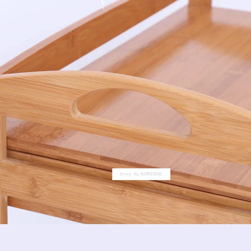 Передвижная обеденная тележка из бамбука для чая на 3/4 ярусов маленькая гостиной