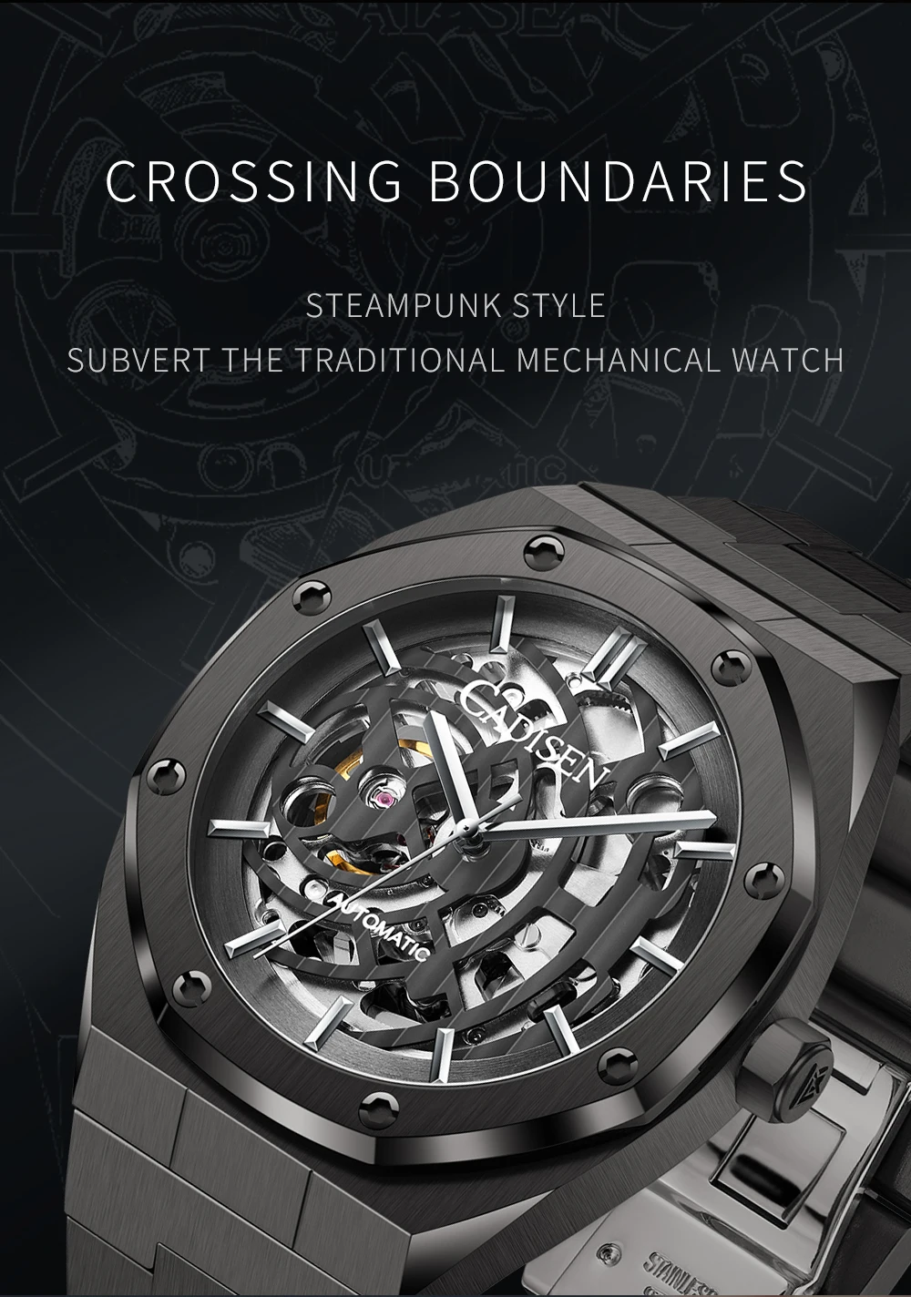 New CADISEN Men's Mechanical Watches Automatic watches Top Brand Luxury  watch business waterproof 100M Male Watch reloj hombre - AliExpress Watches