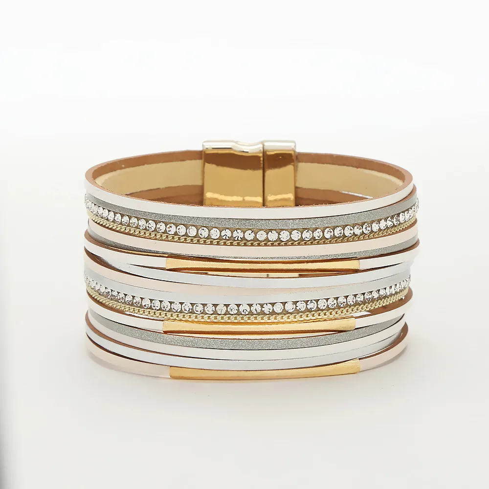 

4pcs/lot Magnet Buckle Bracelet Popular Ma'am Bracelet Rhinestone All-match Accessories Bracelet