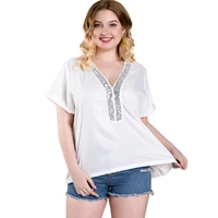 v neck sequined blouses women casual womens white short sleeve shirt womens summer top loose tunic ladies tunics plus size