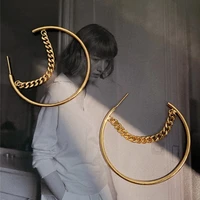 2021 new s925 gold metal big circle geometry round hoop earrings c shaped chain for women girls party travel jewelry