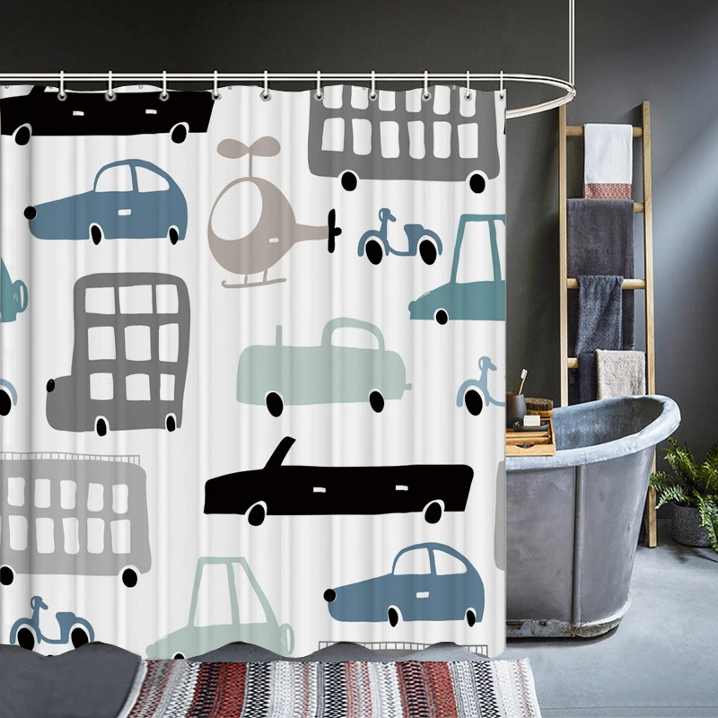Шторка для ванной водонепроницаемая с 3D-принтом крючками | Дом и сад