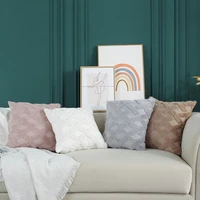 geometric stripe flocked plush throw cushion cover 4545 home decor pillowcase outdoor garden sofa decorative pillowcover 40001