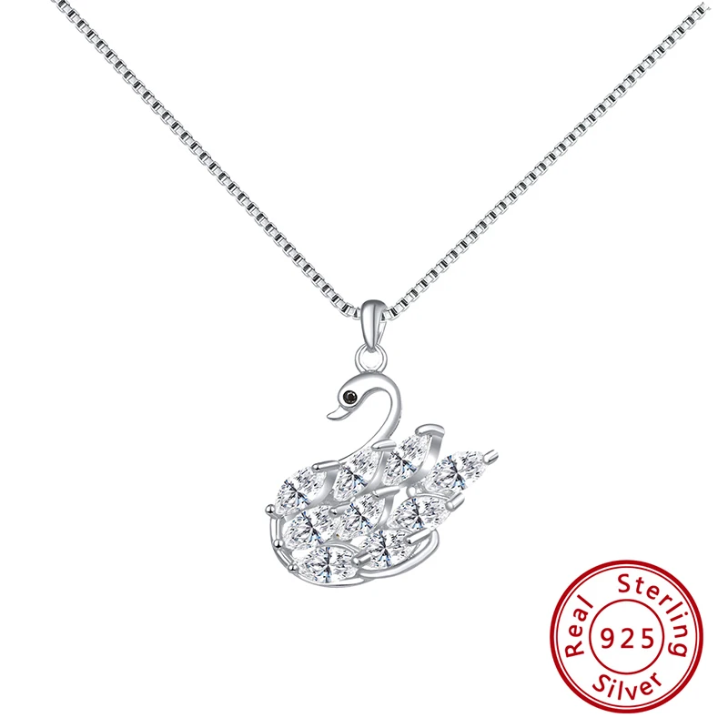 Silver Color ORSA JEWELS 925 ожерелье с подвеской в виде лебедя для женщин из стерлингового серебра АААА Циркон классические милые вечерние ювелирные изделия для помолвки SN177 - Цвет камня: Silver Color