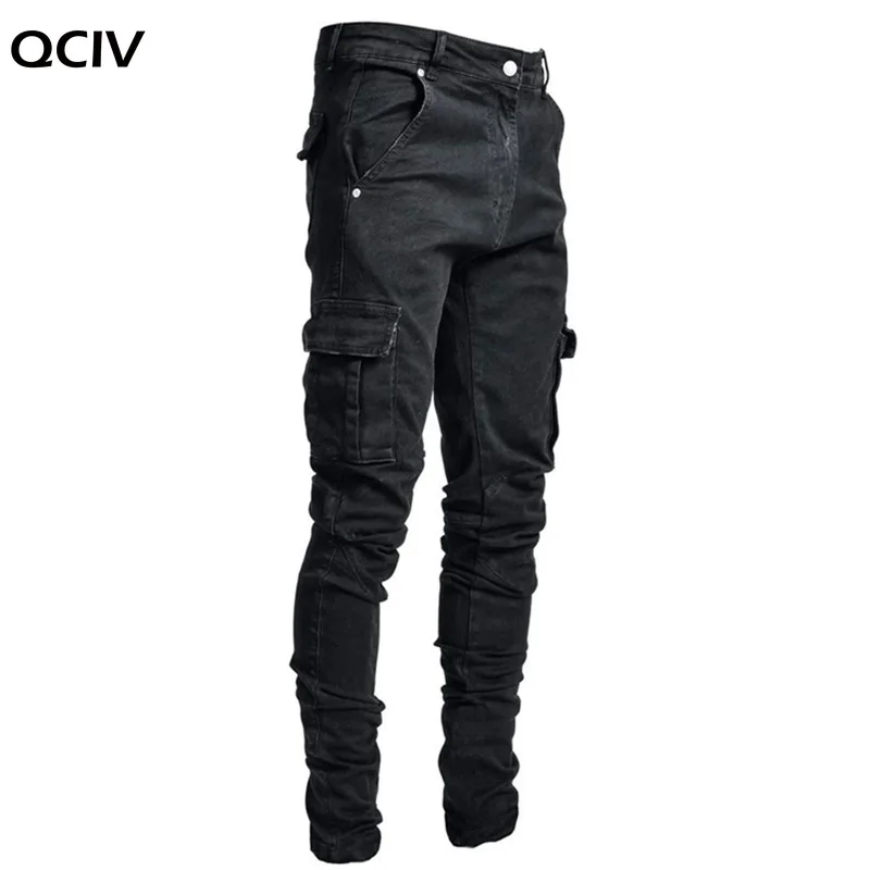 Jeans Men Pants Casual Cotton Denim Trousers Multi Pocket Cargo Jeans Men New Fashion Denim Pencil Pants Side Pockets Cargo