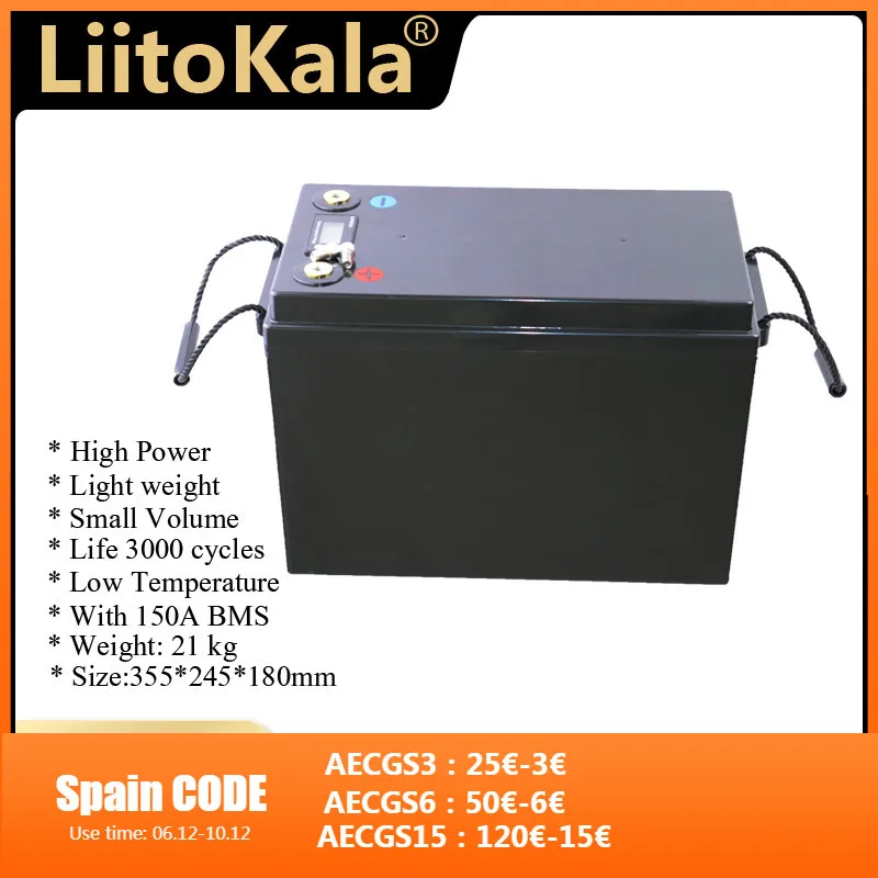 

Аккумулятор LiitoKala LiFePO4, 12 В, 3000 Ач, водостойкий, 150 циклов