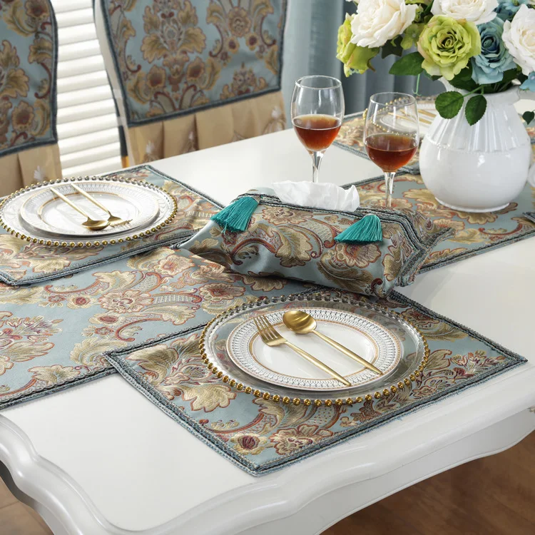 

American Brown Placemat Fabric Gold Insulated Thickening Luxury Antislip Vase Placemat Kitchen Posavasos Table Decoration DG50P