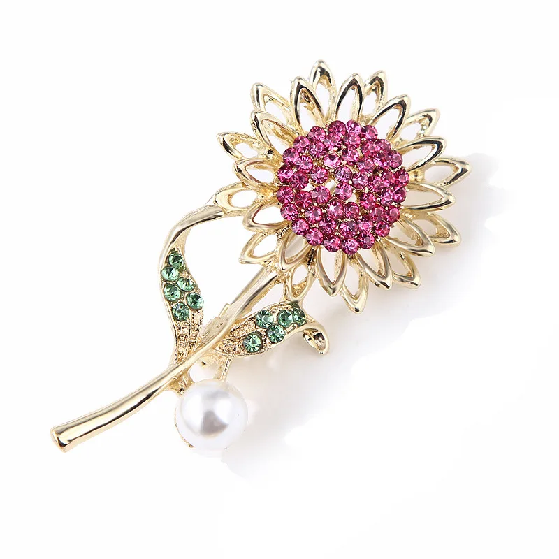 Rhao розово-красная брошь в виде подсолнуха стразы женские универсальные