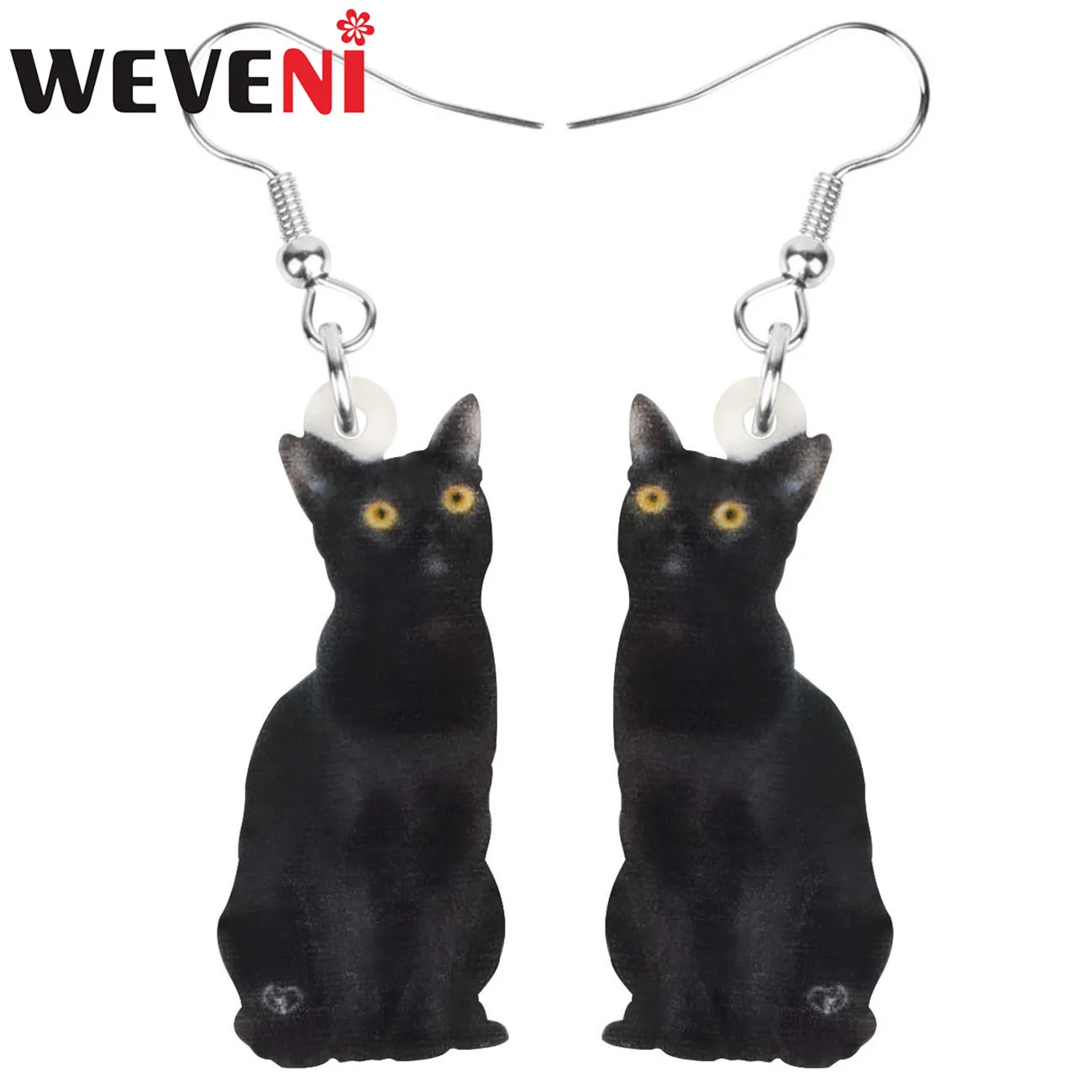 WEVENI акриловые черные серьги-подвески в форме кошки длинные милые котенки