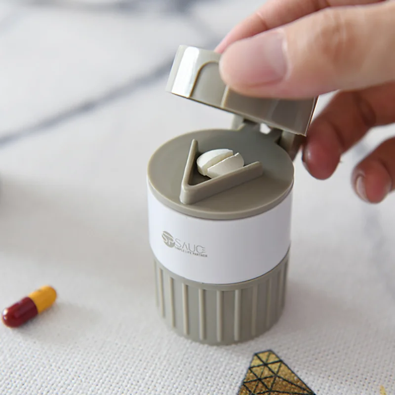 

Multifunctional Medicine Cutter Pill Box Medicine Crusher Pill Pulverize Case Grinder Splitter Tablet Divider Drug Organizer