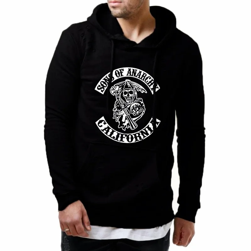 Толстовка мужская с принтом скелета Модный повседневный свитшот худи