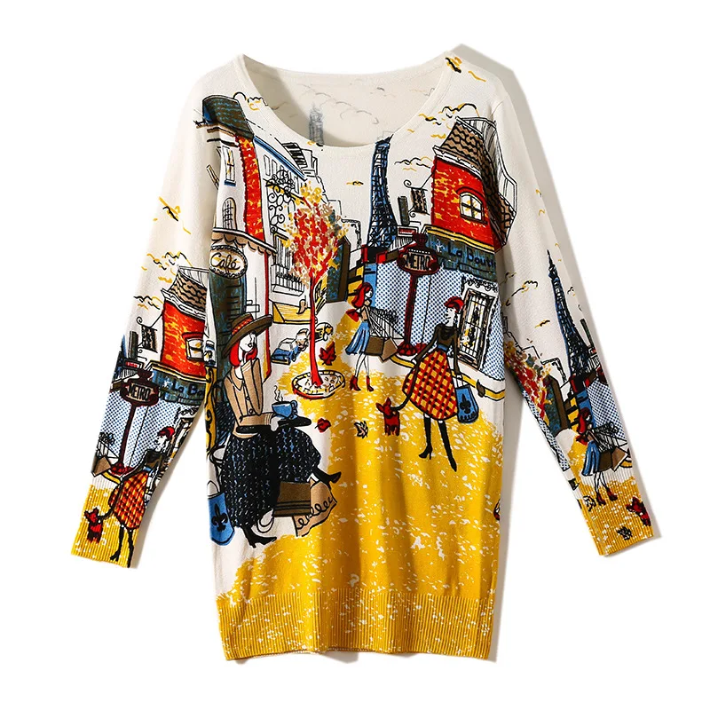 Горячая распродажа женский свитер с принтом осенне-зимняя одежда Однотонный