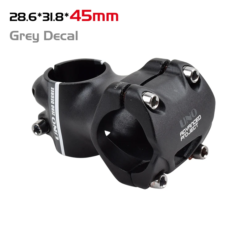 Grey Decal-45mm Тайвань UNO велосипедный вынос руля короткие 35/45 мм Длина 28,6*31,8 мм MTB Алюминий рулевая колонка велосипеда BMX DH 0 градусов горный велосипедный вынос руля - Цвет: Grey Decal-45mm