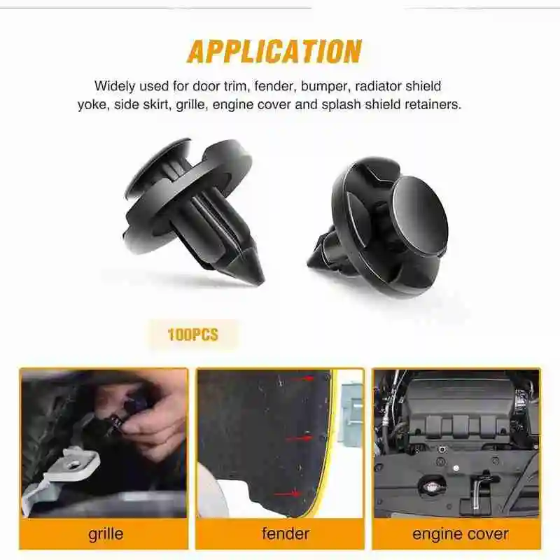 

100 pieces of various body fixing pins, rivet fasteners, kits clips, expansion with screwdrivers decorative strip screw E1T6