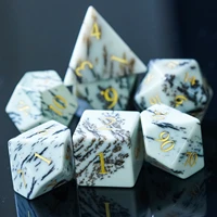 cusdie set of 7 handmade stone dice 16mm polyhedral dice set gemstone dices for collection look like marble