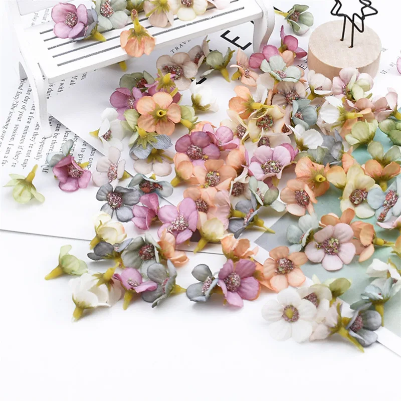 

20mm MINI Silk Daisy Multicolor Fake Flowers Head Scrapbook Wedding Diy Christmas Garland Cheap Artificial Plant for Home Decor
