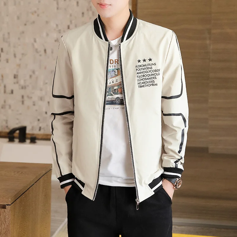 

New Arrival Print 2021 Letter Brand Sportswear Jacket Men Cotton Casual Stand Collar Zipper Slim Fit Baseball Coat Streetwear