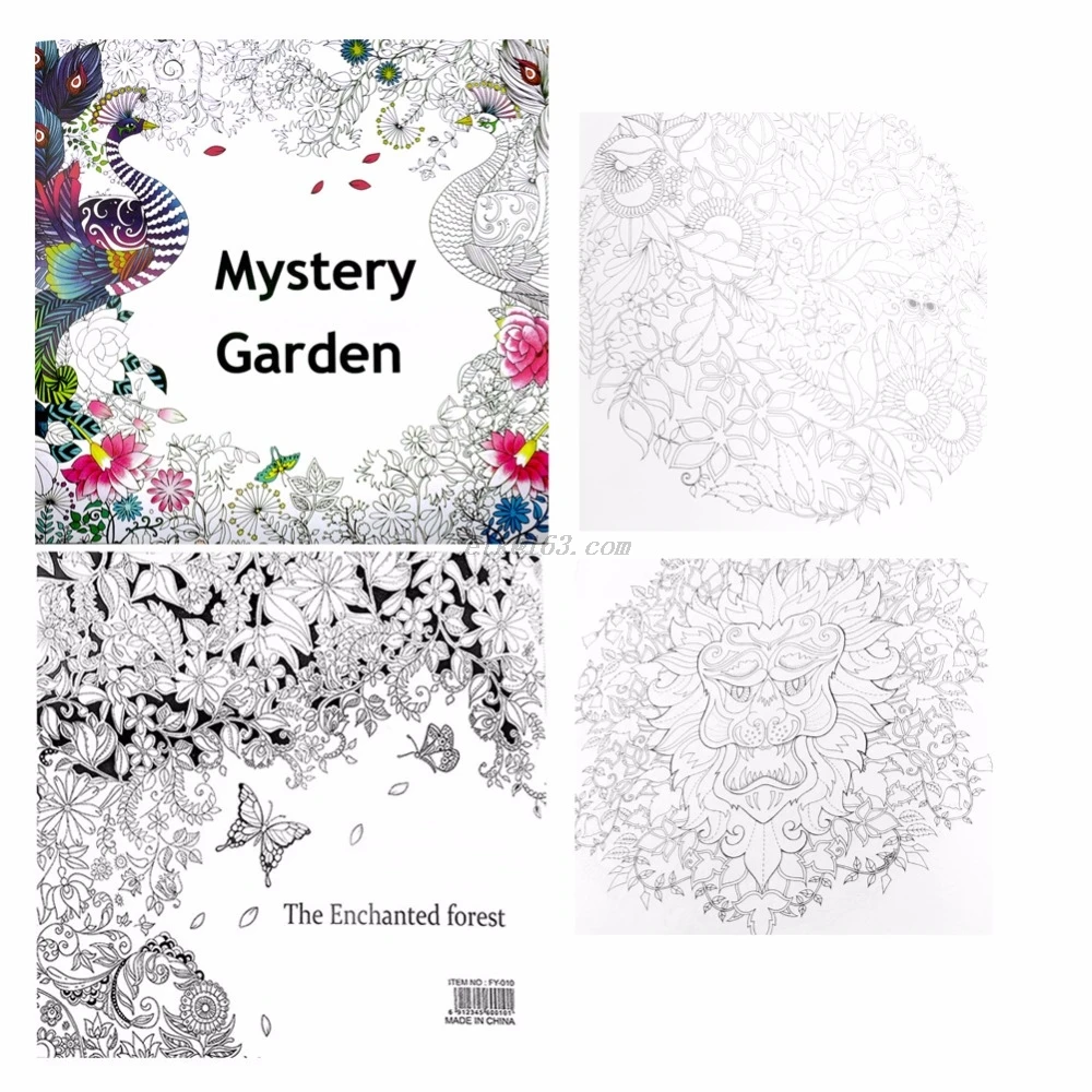 Раскраска для взрослых на английском языке Таинственный Сад охота за