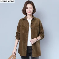 women corduroy long sleeve blouses shirt womens vintage tops and blouses pocket button up loose brown khaki casual jackets coats
