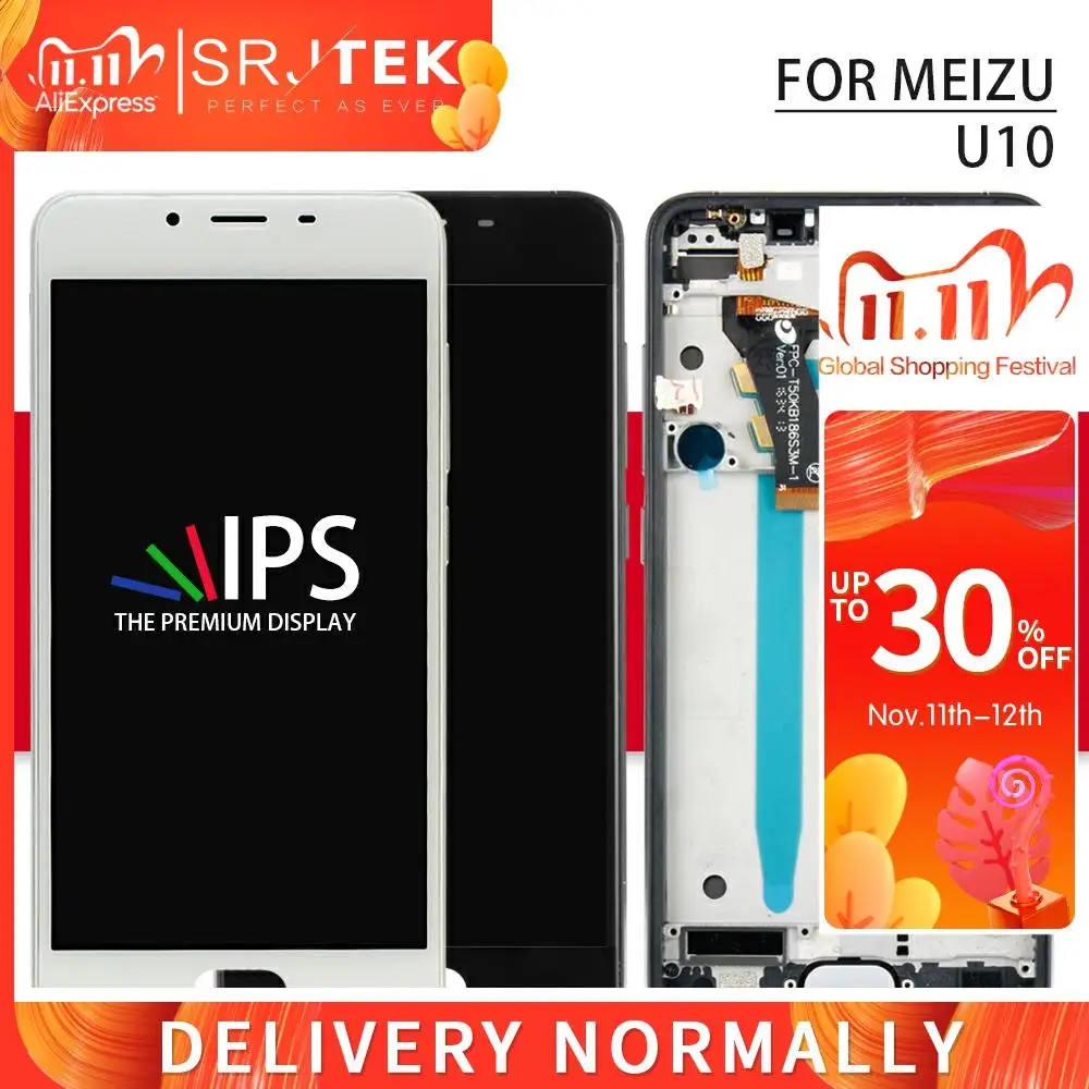

ЖК-дисплей Srjtek для MEIZU U10, панель с сенсорным экраном, дигитайзер, сенсорное стекло, полная сборка/рамка 5,0 дюйма 1280*720 для Meizu U10 Touch