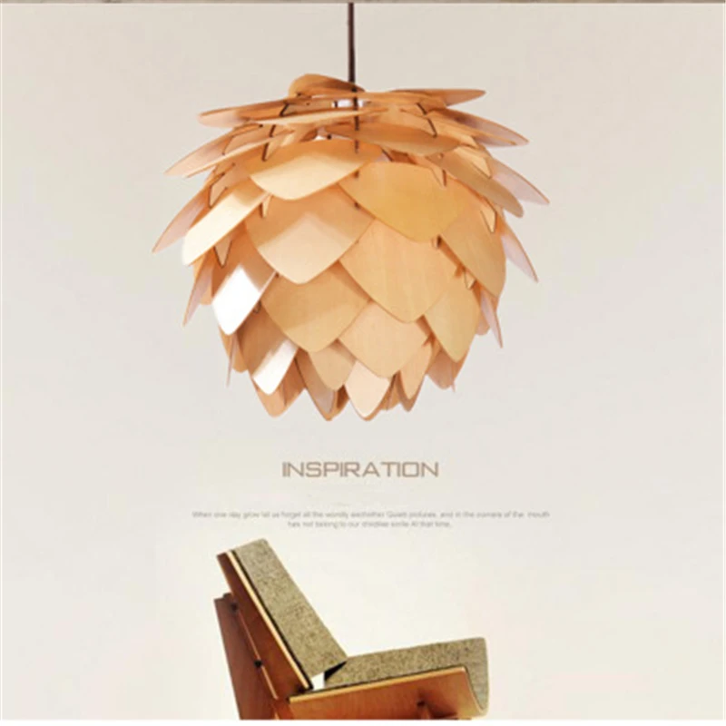 

Simple Modern Creative Solid Wood Chandelier Pinecone Lamp Wood Art Coffee Room Light Living Bedroom Lamp