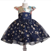 kids dress printed sequined princess dressmesh dresses for new year 2022 childrens clothing christmas costumes