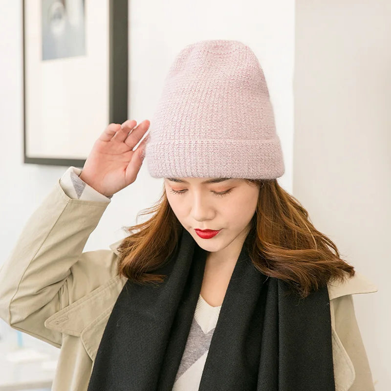 Женская лыжная шапка простая вязаная теплая для холодной зимы толстая катания на