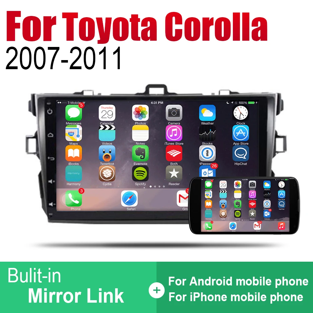 ZaiXi Авто Радио 2 Din Android Автомобильный плеер для Toyota Corolla 2007 ~ 2011 GPS Навигация BT Wifi