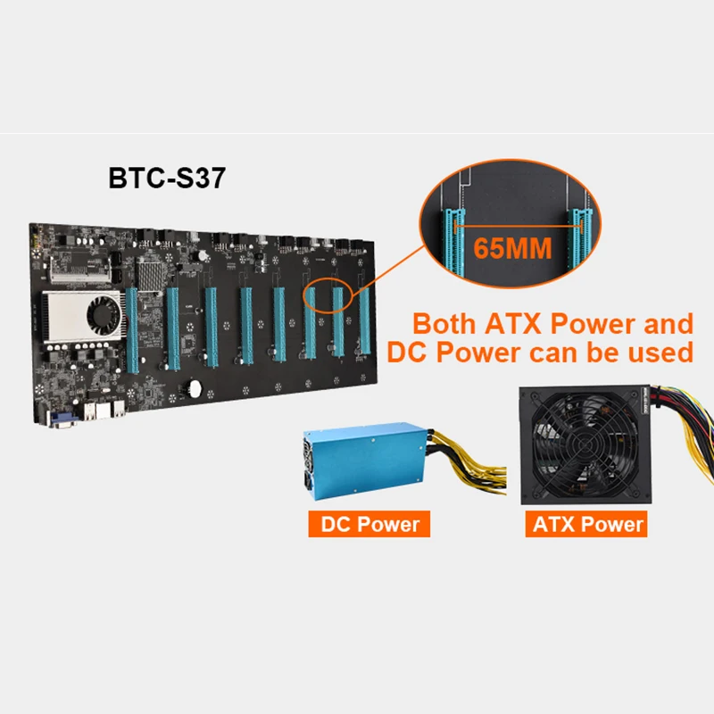 Материнская плата 8 GPU для майнинга основная с ЦП эфириум Биткоин BTC 37 экспертная