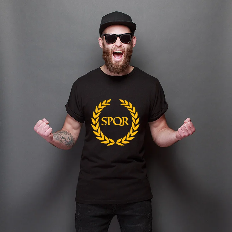 

New Coming SPQR Cheap Men's Tops Tees Crew Neck New Design T-Shirts Regular Printing Tops T Shirt For Adult