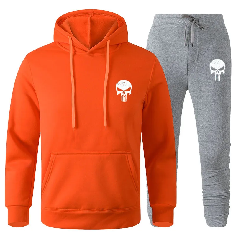 Каратели с принтом флисовый пуловер толстовки костюмы для мужчин капюшоном на