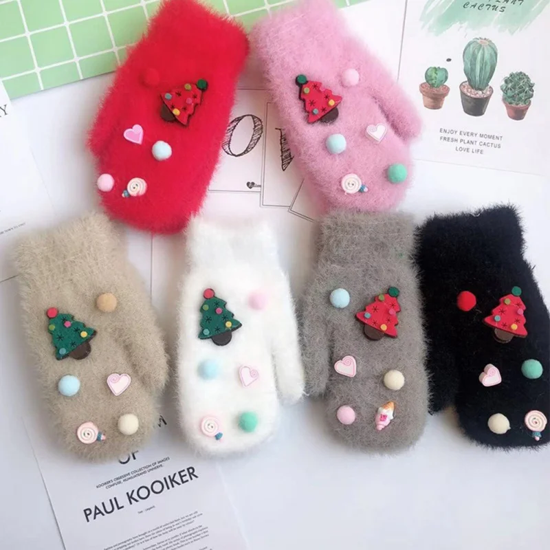 6 цветов перчатки для маленьких девочек Зимние Повседневные теплые из